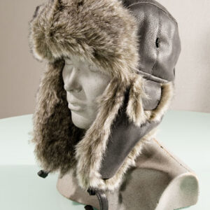 Chapka noir et gris style aviateur